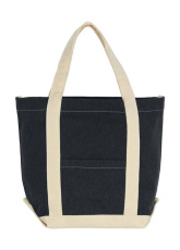 Canvas Denim Shopper, Black Stonewash/Natural
