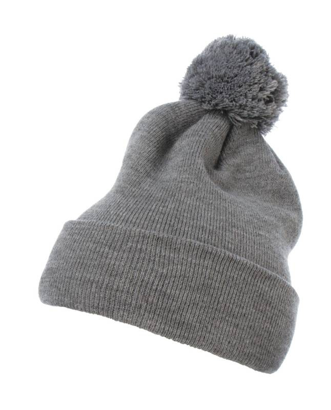 Cuffed Pom Pom Knit Beanie, heather grey – Flexfit (1)