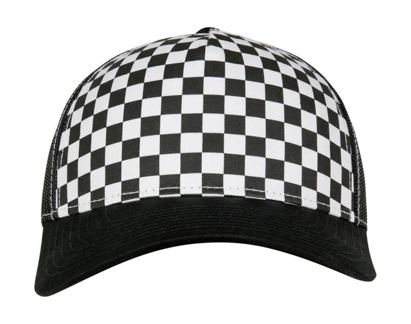 Checkerboard Retro Trucker, black/white – Flexfit (1)