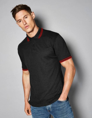 Classic Fit Tipped Collar Polo, black/orange – Kustom Kit (2)