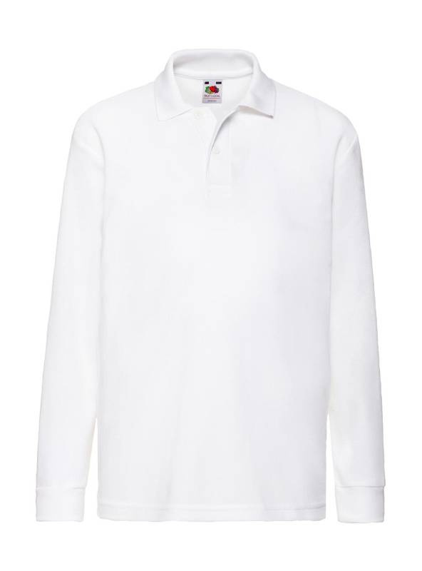 Kids 65/35 Long Sleeve Polo, white – Fruit of the Loom (1)