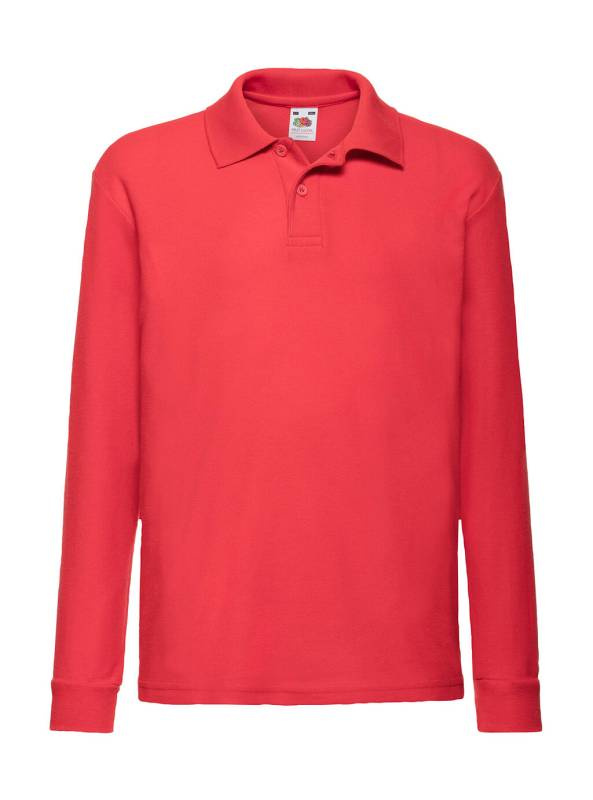Kids 65/35 Long Sleeve Polo, red – Fruit of the Loom (1)