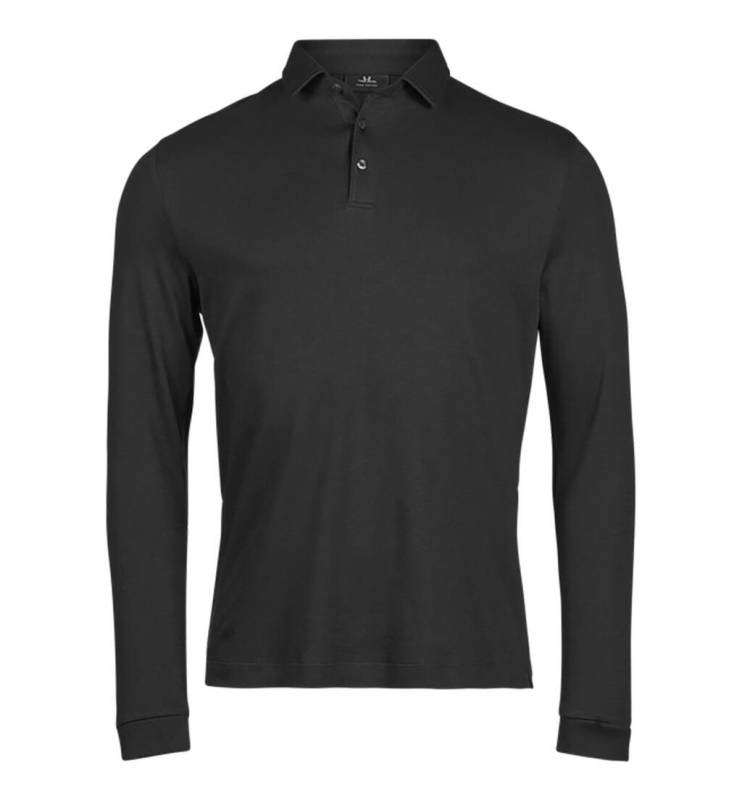 Pima Cotton Long Sleeve Polo, black – Tee Jays (1)