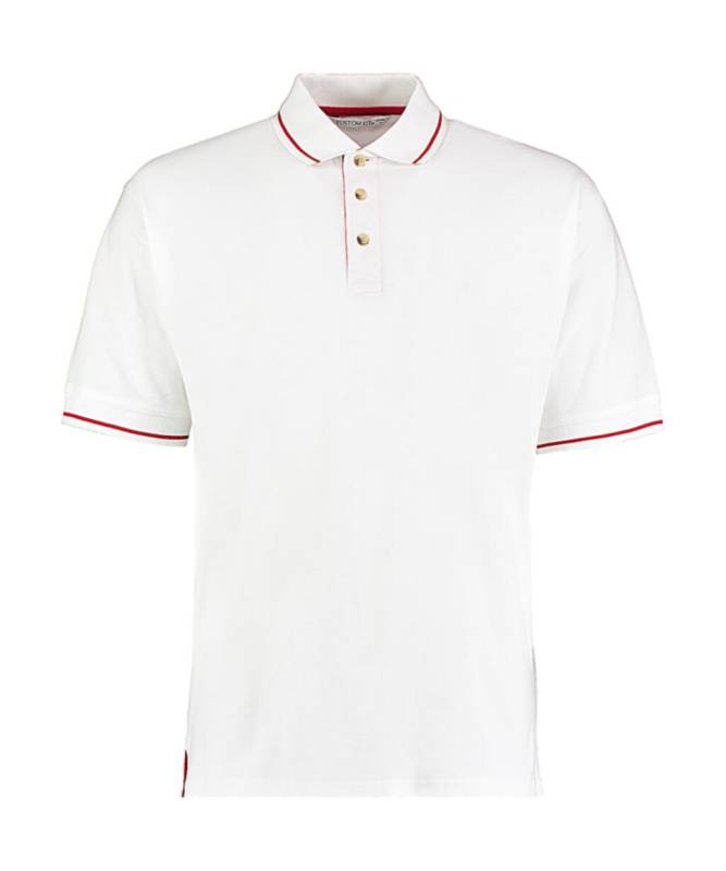 Men's Classic Fit St. Mellion Polo, White/Bright Red – Kustom Kit (1)
