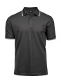 Luxury Stripe Stretch Polo, dark grey/white