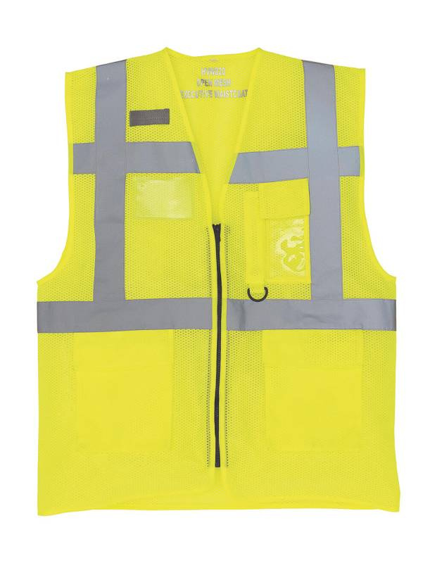 Fluo Open Mesh Executive Waistcoat, fluorescent yellow – Yoko (1)