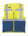Fluo Open Mesh Executive Waistcoat, fluorescent yellow/royal blue, Fluo Yellow/Royal Blue