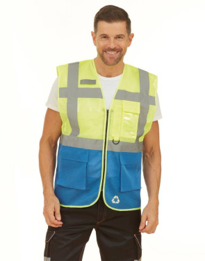 Fluo Open Mesh Executive Waistcoat, fluorescent yellow/royal blue – Yoko (2)