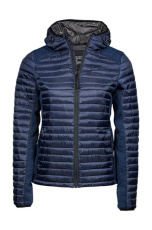 Ladies Hooded Outdoor Crossover Jacket, navy/navy melange
