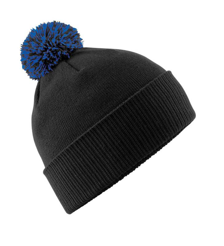 Snowstar Beanie, black/bright royal blue – Beechfield (1)