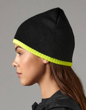 Two-Tone Beanie Knitted Hat, Graphite Grey/Black – Beechfield (2)