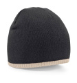 Two-Tone Beanie Knitted Hat, Black/Stone