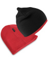 Soft Feel Cuffless Reversible Beanie, black/red