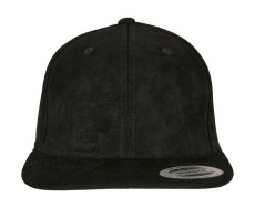 Suede Leather Snapback, black