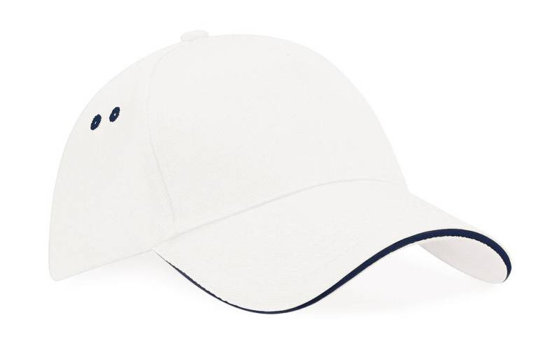 Ultimate 5 Panel Cap - Sandwich Peak, white/French navy – Beechfield (1)