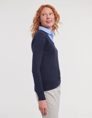 Ladies V-Neck Knitted Pullover, black – Russell Collection (3)
