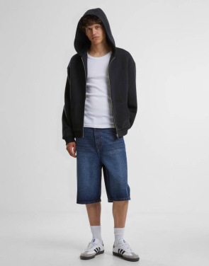 Fluffy Zip Hoody, black – Build Your Brand (4)