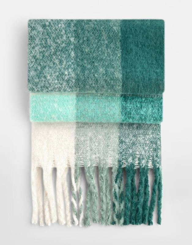 Fluffy Check Scarf, Green Check – Beechfield (1)