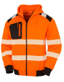 Recycled Robust Zipped Safety Hoody, Fluorescent Orange