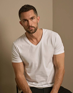 Mens Stretch V-Tee, white – Tee Jays (2)