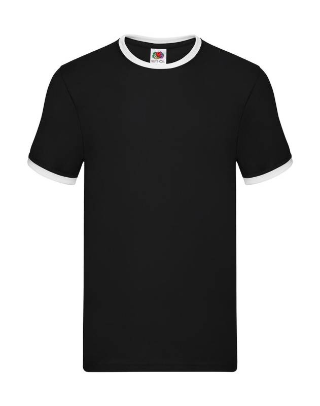 Ringer T, black/white – Fruit of the Loom (1)
