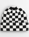 Checkerboard Beanie, Black/Soft White