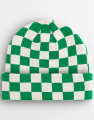 Checkerboard Beanie, Kelly Green/Off White