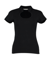 Regular Fit Keyhole Neck Top, black