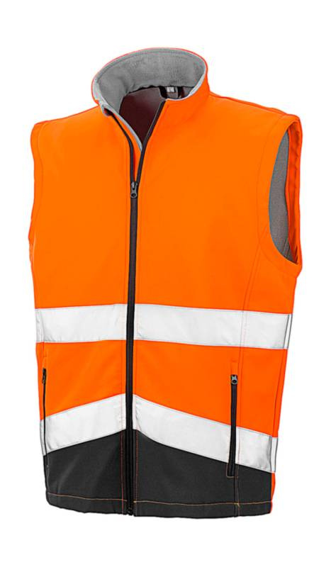 Printable Safety Softshell Gilet, Fluorescent Orange/Black – Result Safe-Guard (1)