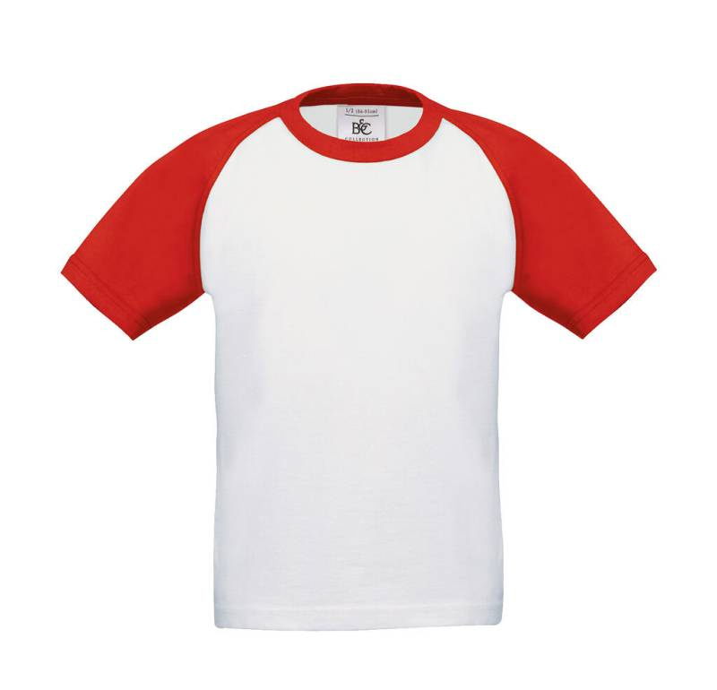 Base-Ball/kids T-Shirt, white/red – B&C (1)