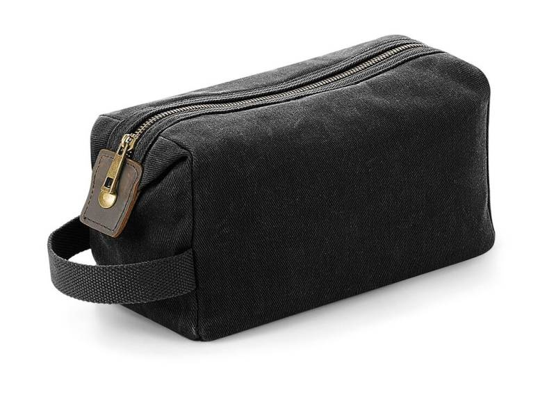 Heritage Waxed Canvas Wash Bag, black – Quadra (1)