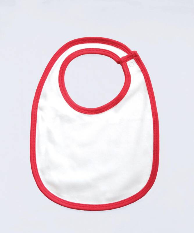 Single Layer Bib, white/red – Babybugz (1)