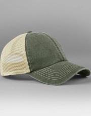 6 Panel Vintage Trucker, Vintage Olive/Stone