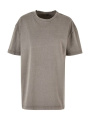Ladies Oversized Acid Wash, Asphalt
