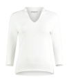 Regular Fit Mandarin Collar Top 3/4 Sleeve, white