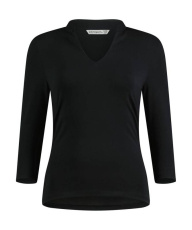 Regular Fit Mandarin Collar Top 3/4 Sleeve, black