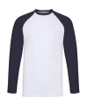 Valueweight Long Sleeve Baseball T, white/deep navy