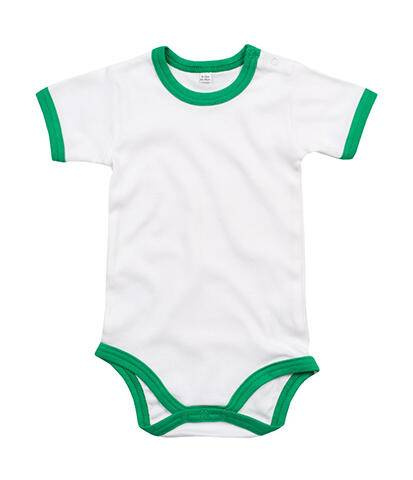 Baby Ringer Bodysuit, White/Kelly Green Organic – Babybugz (1)