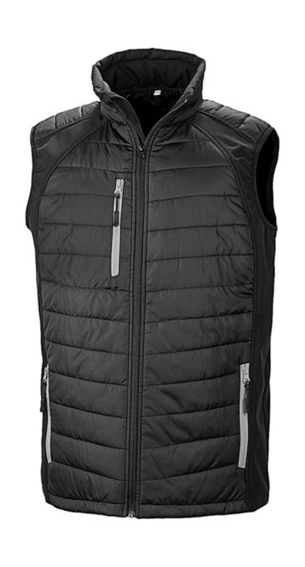 Compass Padded Softshell Gilet, black/grey – Result Recycled (1)