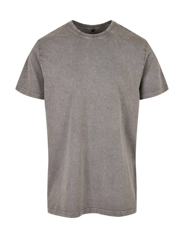 Acid Washed Round Neck Tee, Asphalt – Build Your Brand (1)