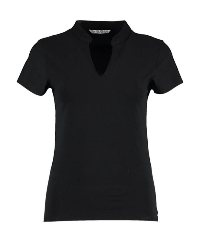 Regular Fit Mandarin Collar Top, black – Kustom Kit (1)