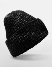 Chunky Knitted Patch Beanie, Midnight Haze