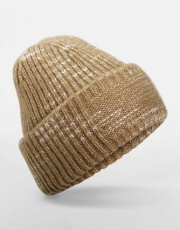 Chunky Knitted Patch Beanie, Espresso Haze