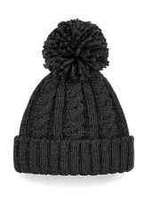 Cable Knit Melange Beanie, black
