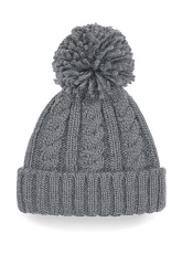 Cable Knit Melange Beanie, light grey