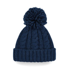 Cable Knit Melange Beanie, navy
