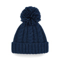 Cable Knit Melange Beanie, navy