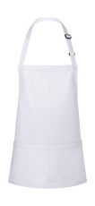 Short Bib Apron Basic with Buckle and Pocket, white