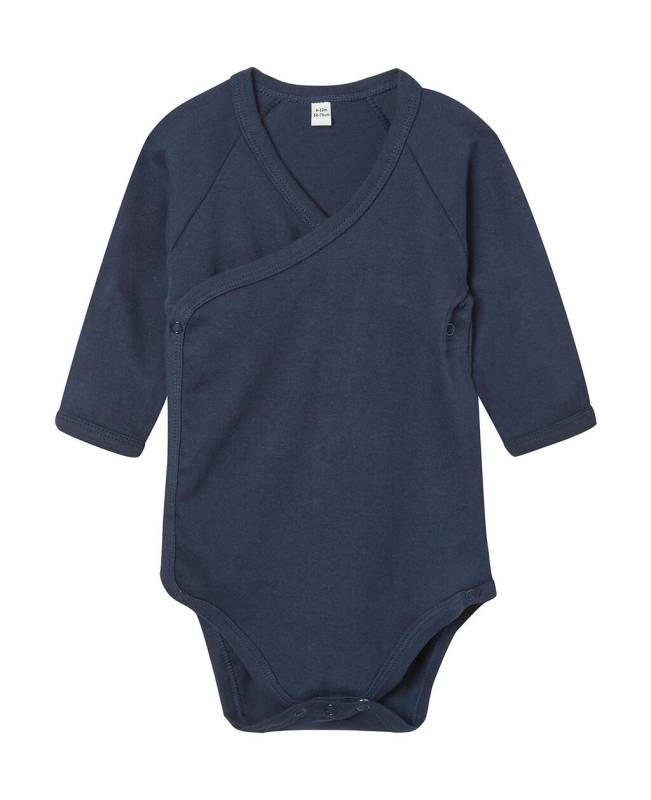 Baby Long Sleeve Kimono Bodysuit, nautical navy – Babybugz (1)