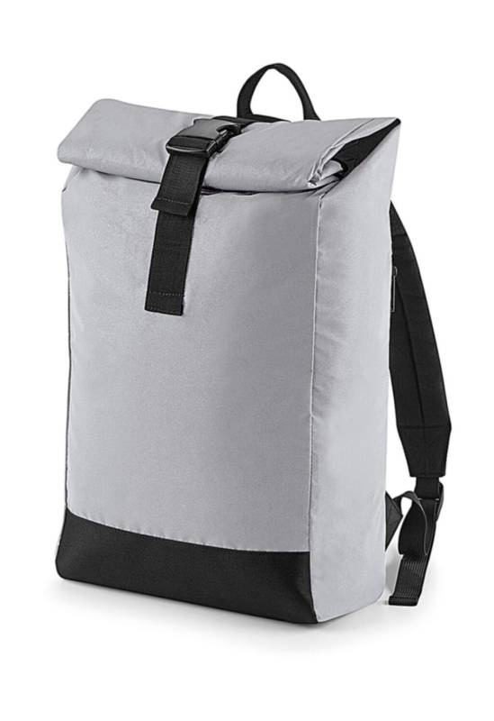 Reflective Roll-Top Backpack, Silver Reflective – Bagbase (1)